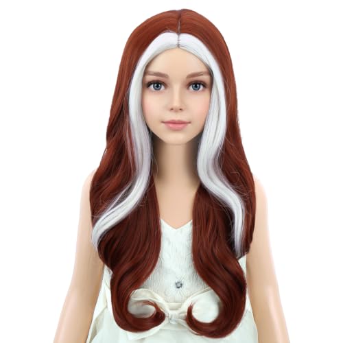 Image of PATTNIUM Brown Highlights Platinum Long Curly Middle Part Wig