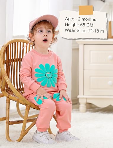 Image of Toddler Baby Boy Girl Clothes with Pockets 2PC Long Sleeve Pullover Sweatshirt and Pants Infant Fall Winter Outfit