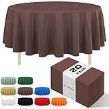 JHDZDHY Paquete de 20 manteles desechables de plástico color marrón, 84 pulgadas, manteles desechables de alta calidad para fiestas, cumpleaños, bodas, interiores o exteriores (paquete de 20, redondos