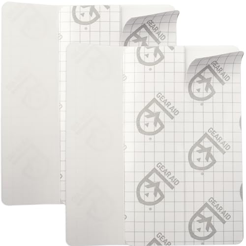 GEAR AID Tenacious Tape Flex Heavy Duty Patches for Fixing Holes and Rips in Outdoor Fabrics, Vinyl, Pool and Snow PVC Inflatables, Peel-and-Stick, Clear, Two 3