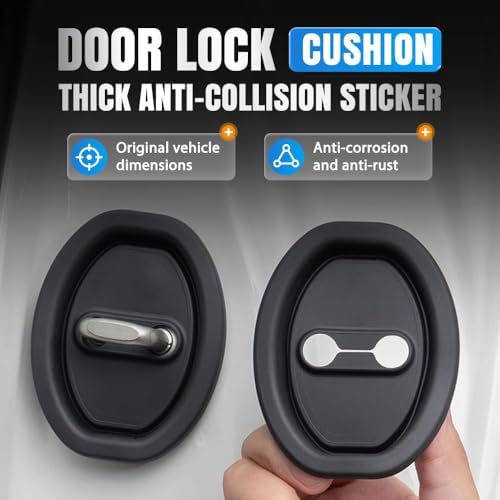 Universal Car Silicone Door Latch Protective Cover, Easy Install Car Decorations, Protects Door Latches for All Vehicles, Essential Doors Strike Protector (Black 4pcs) - 1