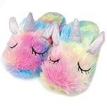 WAFUNNE Kids Unicorn Slippers Fluffy for Girls Boys Children's Indoor Slip-On Shoes Home Plush Y22