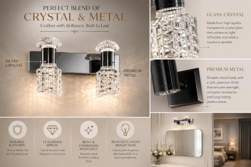 Image of FILLISKA 3 in 1 Double Wall spot /Picture /Display /Mirror Light with Adjustable Head and Colour Changing Function (Gloss Black-6564)