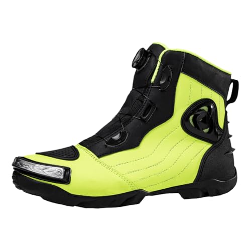 Leichtrit Zapatos De Moto Al Aire Libre,Botas De Moto De Cross,Botas De Moto con Pomo,con Hebilla Giratoria,Tiene FuncióN De Buffer,Soporte De Tobillo Reforzado,para La Competencia