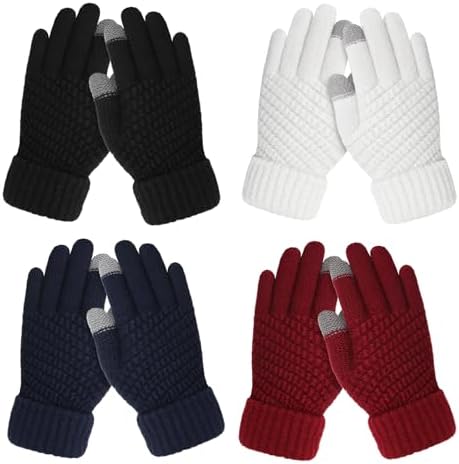 Clothclose 4 Pairs Kids Winter Gloves for Boys Girls, Warm Winter Glove for Kids, Knit Toddler Kid Gloves, Soft Kid Mittens