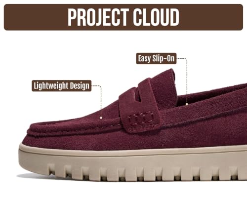Image of Project Cloud 100% Genuine Leather Loafers for Women - Memory Foam Insoles Slip On Shoes for Women - Lightweight Womens Shoes - Non Slip Womens Loafers (Filide1)