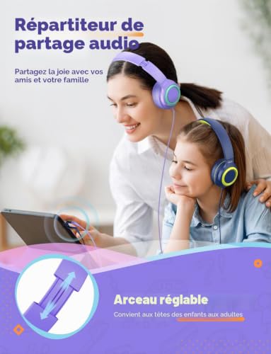 Casque audio enfants iClever HS22 pour protéger l'audition sur tablette