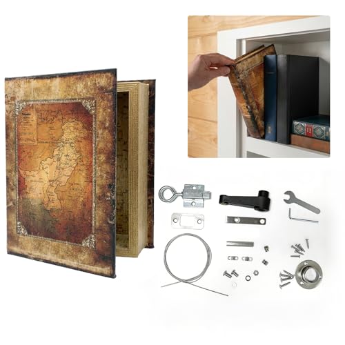 TamBee Hidden Bookcase Door Book Latch and Lock Secret Book Latch Hidden Door Kit for Bookshelf Doors DIY Secret Doors for Home Office Storage Safe Room