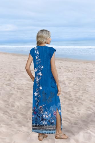 Image of Zeagoo Summer Dresses for Women 2026 Long Maxi Sundresses Loose Split Wrinkle-Free Beach Travel Vacation Clothes