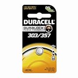 Duracell D303/357PK08 Silver Oxide Electronic Watch Battery, 303/357 Size, 1.55V, 165 mAh Capacity (Case of 6)