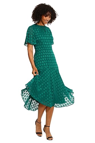 Image of Maggy London Women's Maggy London Women's Dresses Short Flutter Sleeve Fit and Flare Dress with Asymmetric Hem Tier