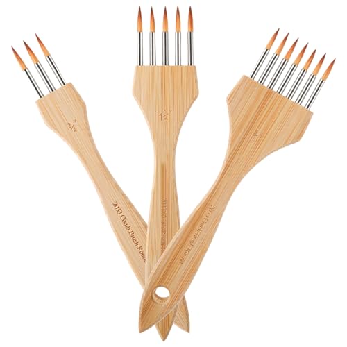 Hozaenwa Juego De Pinceles para Pintura Artística - Juego De 3 Piezas De Pincel Peine para Textura - Pinceles para Artistas,para Adultos, Óleo, Acuarela, Artesanía, Cerámica, Lienzo y Tela