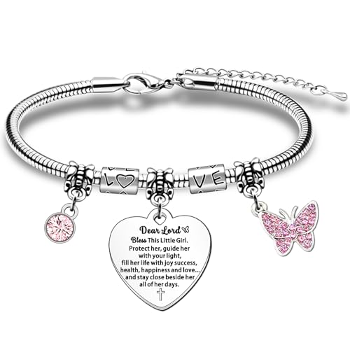 JETTOP Christening Gifts for Girl, Cross Bracelet for Girls, First Communion, Baptism, Little Girls Easter Confirmation Gifts for Godchild