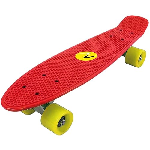 Freedom Nextream Skateboard, 4 Farben, Deck und Rollen, strapazierfähig, Sport (Rot – Gelb)