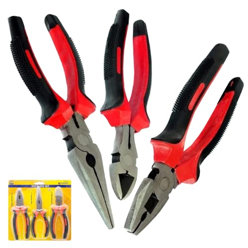 3Pc Heavy Duty 6 Combination Long Nose Side Cutter Cutting Pliers Set - 150Mm Inch Pack of 3 | Pliers, Nose Plier, Cutting Pliers Tool Set Wire Cutters, Multi Purpose