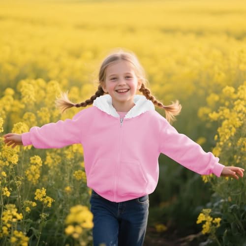 Girls Sherpa Lined Hoodies Zip Up Jackets Coats Winter Hooded Sweatshirts Warm Pullover Tops with Pockets2