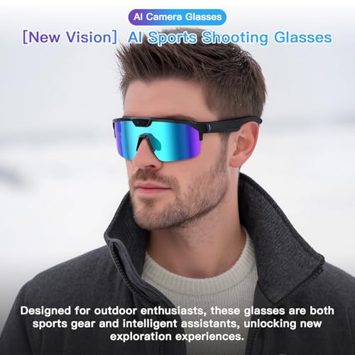 Image of AI Cycling Camera Glasses, 4K Video Recording Sunglasses for Men Women Vlog | UV400 Polarized, AI Translation, Object Recognition & EIS Stabilization, Bluetooth Smart Glasses for Skiing /Hiking /Baseball