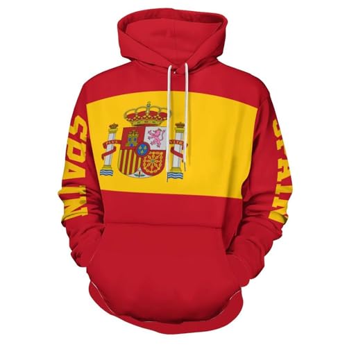 Vêtements haut grande taille rouge et jaune avec poches et capuche confort