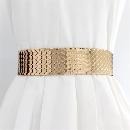 Women Texture Wide Waist Belt Elegant Elastic Rope Waist Belt Women Dress Shirt Wide Waist Corset.Gold3