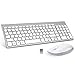 Produktbild FENIFOX Tastatur Und Maus Set Kabellos, USB QWERTZ SlimTastatur Maus Set Kabellos, USB QWERTZ Slim Tastatur 2.4G Wireless für PC Computer Laptop Smart TV Windows-Silber und Weiß