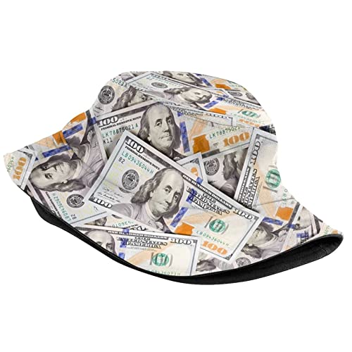 Us Bill Dollars Money Bucket Hat Summer Beach Sun Hat Packable Outdoor Fisherman Cap #TOP1