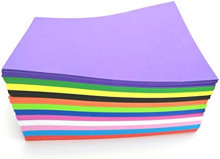MBJelir Eva Foam Sheets 60 Pack 8.7 x 12.6 Inches, 2 MM Thick, 12 Colors, 5 Sheets Each Color or Classroom Project, Scrapbooking, DIY Art, Party, Children Craft Activities