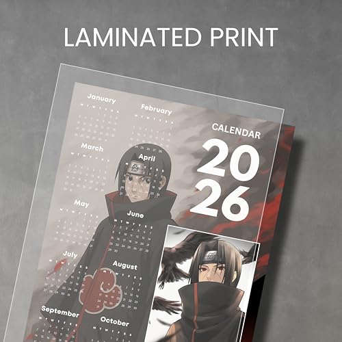 Image of 2026 Anime Calendar - Itachi Uchiha from Naruto | 12 inch x 18 inch size | Wall Decoration Aesthetic Calendars