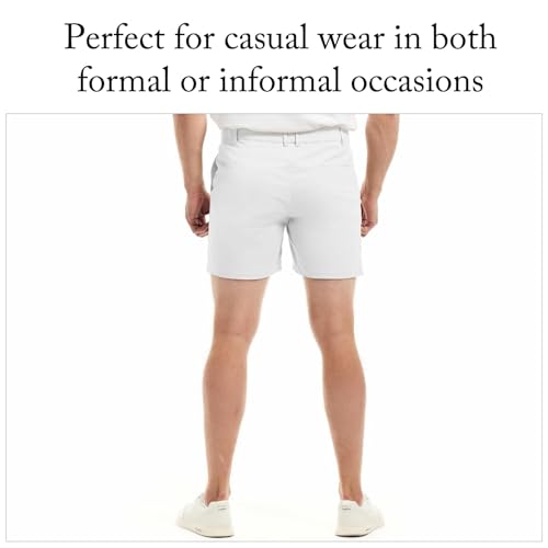AIMPACT Mens Chino Shorts Slim-Fit 5.5 Inch Inseam Flat Front Stretch Casual Short Shorts(White M) by AIMPACT - Used condition - Image 2