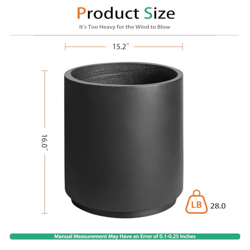 Concrete-Planter-Outdoor-Indoor-Large-Cement-Plant-Pots-for-Trees-Flowers-Black-16-inch Concrete Planter Outdoor Indoor Large Cement Plant Pots for Trees Flowers Black 16 inch