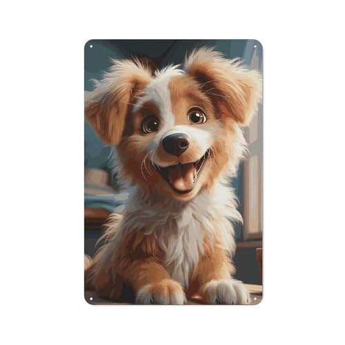 Peintures à suspendre en métal motif chien mignon pour bar