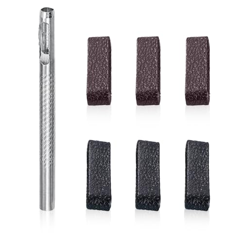 7 Pcs Belt Loop Keepers Black and Brown Leather Loops for Men Women Strap Retainers Sew-on Clip Holders for 1.1