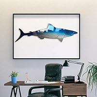 LHZZWTF Grande Decorazione Murale A Forma Di Pesce – 140 Cm In Metallo Fatto A Mano – Stile Nautico Per Soggiorno