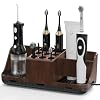 Boperzi Bathroom Counter Organizer for Vanity & Sink Storage: Detachable Electric Toothbrush and Toothpaste Holder, Water Flosser Holder, Bathroom Decor and Accessories Organization Set(Walnut Black)