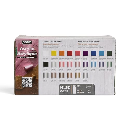 Pébéo, Acrylic Multisurfaces, Set 24 Bottles 59ml Brilliant Assorted Colours + Accessories - Image 3