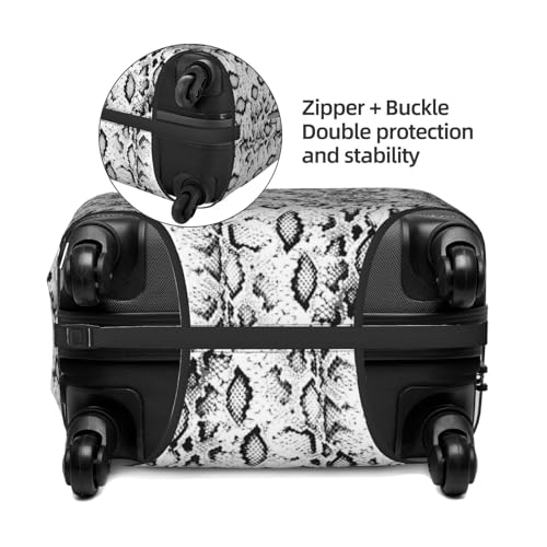 Snake Skin Black And White Print Suitcase Cover Luggage Protector Washable Elastic Fashionable Travel Gear Cover4
