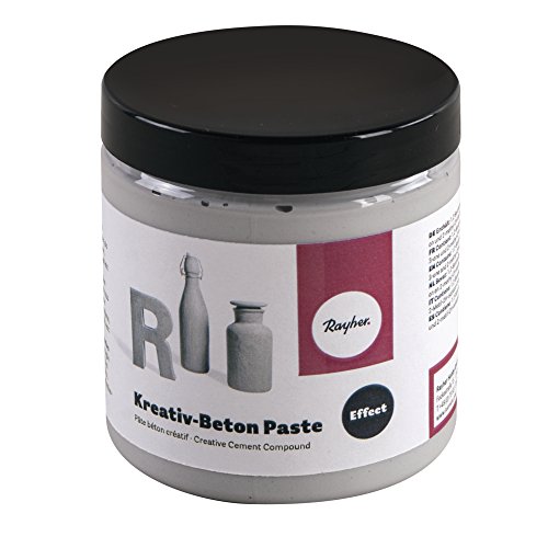 Rayher 34329000 Béton créatif, en pâte, gris, 1 pot, 250ml, effet béton pour surfaces diverses, arts créatifs