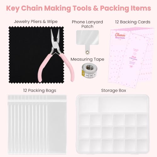 Keychain Making Kit - Lip Gloss, DIY Bag Charms, Supplies &Tools Kit | Gold by BeadHub - Used condition - Image 4