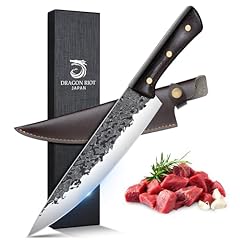 DRAGON RIOT Coltello da Chef da 22 cm, Coltello da Cucina Professionale Forgiato a Mano, Coltello Giapponese Gyutou, coltello da carne in Acciaio Ad alto Tenore di Carbonio per La Carne