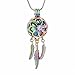 mingkejw Cremation Jewelry Dream Catcher Urn Necklace for Ashes for Women Men Feather Wing Keepsake Memories Ashes Hollow Pendant for Human Pet,Dream Catcher-Rainbow 3