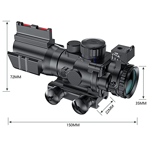 Paike Rifle Scope 4x32 with Red & Green &Blue Illuminated Reticle with Top Fiber Red Dot Sight - Image 6