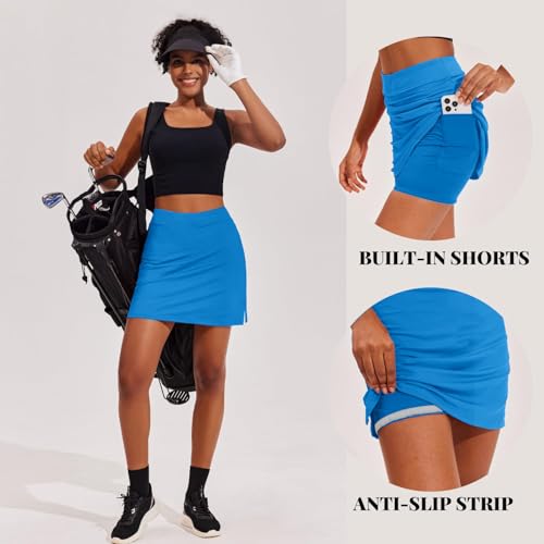 Image of Ekouaer 16 inch Golf Skorts for Woman with Inner Pockets Silicone Grippers Tennis Skirt Quick Dry Athletic Pickleball Skort