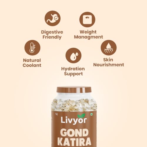 Image of Livyor Pure Gond Katira - 1kg | Edible Gum | Tragacanth | Kathila Gum Dried Gum | High Colling Properties Herbel Food | 100% Natural Super food | Pack of 1