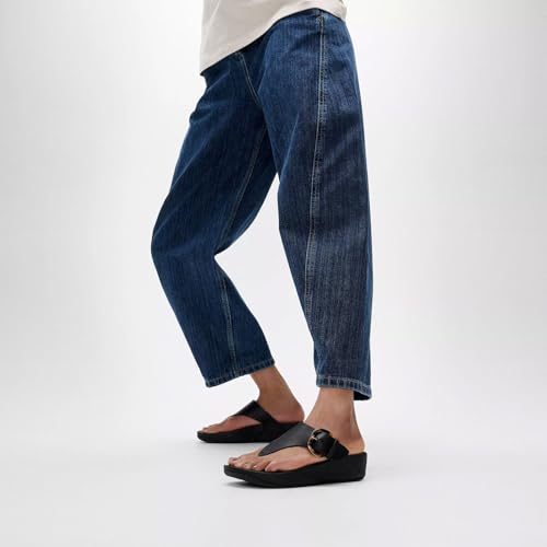 FitFlop Women's Lulu Resin-Buckle Leather Toe-Post Sandals Wedge2