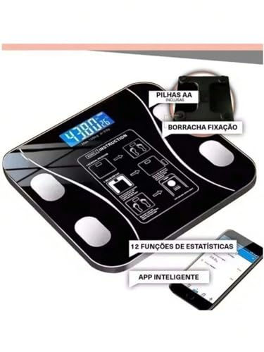 Balança de Bioimpedância Smart Digital Bluetooth 180kg com Aplicativo APP OKOK 12 Funções de Estatís