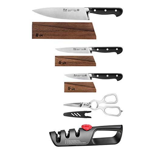 TV2 Series 3-Piece Starter Knife Set + Shear + 3-in-1 Professional Knife and Scissor Sharpener