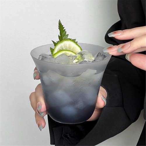 Vasos para beber ergonómicos: vaso de vidrio negro degradado antitranspiración 5