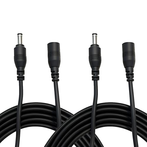 DC Power Extension Cable, 5.5mm x 2.1mm, Security Camera Power Cord, Black (2, 1M/3.3ft)