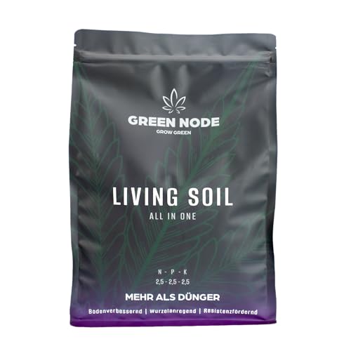GREEN NODE Living Soil | Komplettversorgung für deine Pflanze | Mikroorganismen & Pilzsporen | Wurzelanregend | Resistenzfördernd | Bodenverbessernd | NPK Dünger | Substratzusatz für mind. 60L Erde