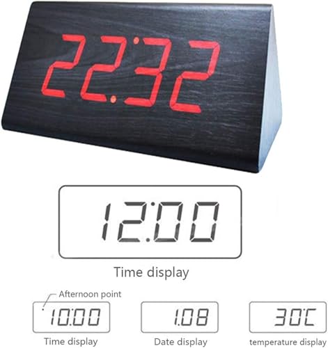Reloj de escritorio en madera ecológica con pantalla LED y sensor acústico 6