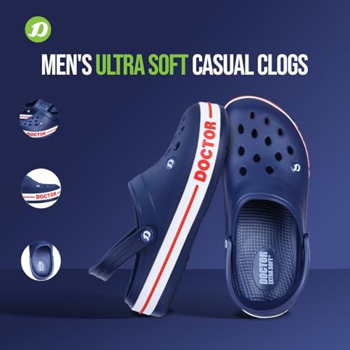 Image of DOCTOR EXTRA SOFT Men's Ultra Soft Casual Clogs /Sandals with Adjustable Back Strap for Adult | Comfortable | Light Weight | Stylish & Anti-Skid | Waterproof & Everyday Use Mules for Gents & Boys D-502
